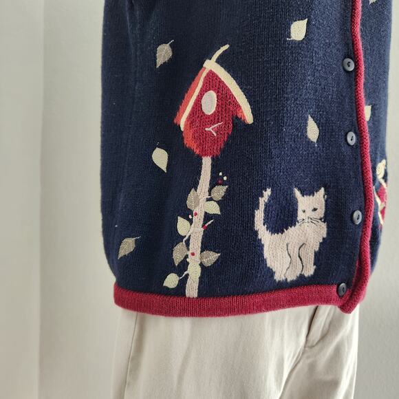 Vintage Y2K Christopher & Banks Navy Blue Fall Knit Sleeveless Sweater Vest S - Picture 3 of 10